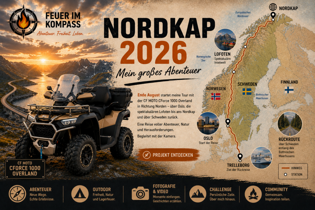Nordkap Reise mit dem ATV 2026 – Feuer im Kompass